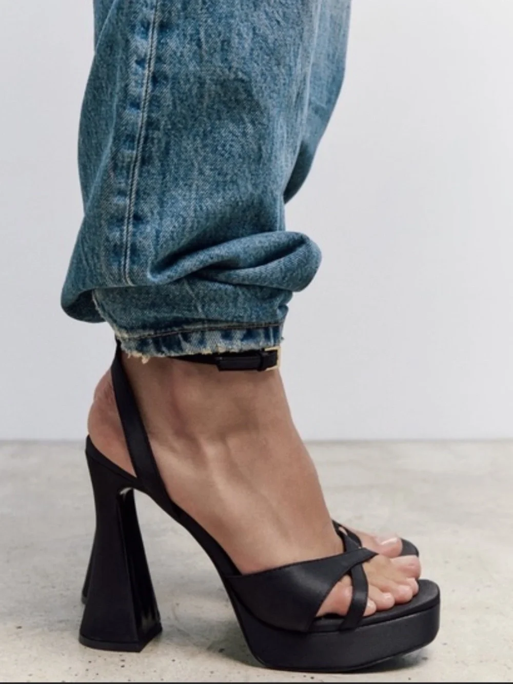 Zara Black Chunky Platform Heels